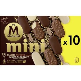Gelado Mini Chocolate Clássico, Amêndoa E Chocolate Branco Magnum 550 ml (10 Un)
