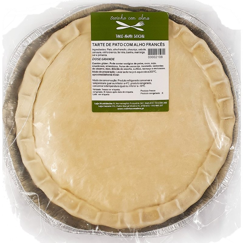 Tarte De Pato Com Alho Francês 1 Dose 6 Pessoas 1500 g