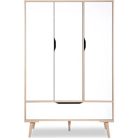 Roupeiro 3 Portas 117X50X180Cm Faia E Branco Sofie Twinko