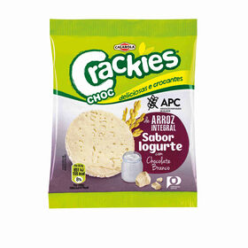 Crackies De Arroz Integral Sabor Iogurte E Chocolate Branco Sem Glúten Caçarola 130 gr