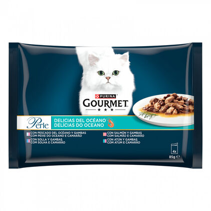 Comida Húmida Para Gato Perle Delícias Do Oceano Purina Gourmet 0.34Kg