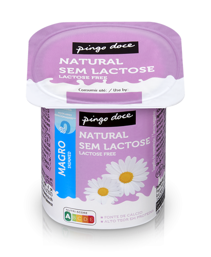 Iogurte Magro Sem Lactose Natural Pingo Doce 0.125Kg