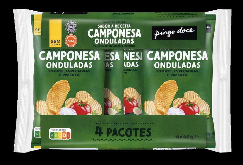Batatas Fritas Camponesas Onduladas Pack 4 Pingo Doce 0.045Kg