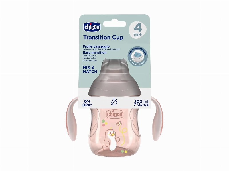 Copo Transição Chicco 4M Rosa 200 ml