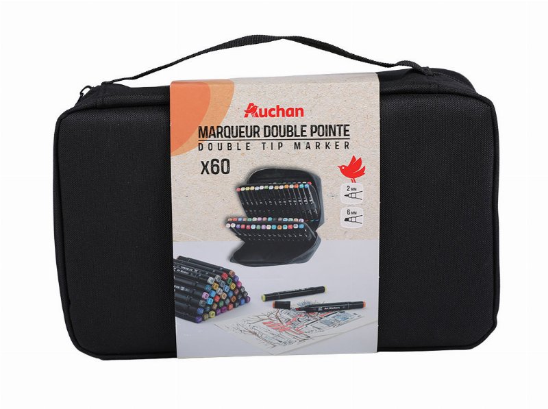 Marcadores Ponta Dupla Auchan 60 Peças