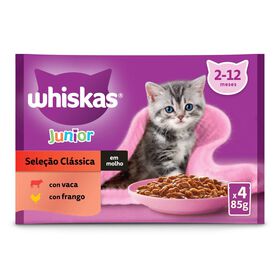 Comida Húmida Para Gato Júnior  Carne Whiskas 4 X 85 g