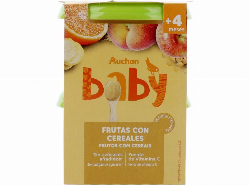 Tacinha Fruta Auchan Baby Com Cereais Sem Glúten 2X200 g