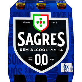 Cerveja Sem Álcool 0,0% Preta Sagres 6 X 33 cl