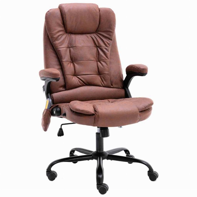Hkh Cadeira Massagens Para Escritório Em Couro Artificial - Castanho-Claro