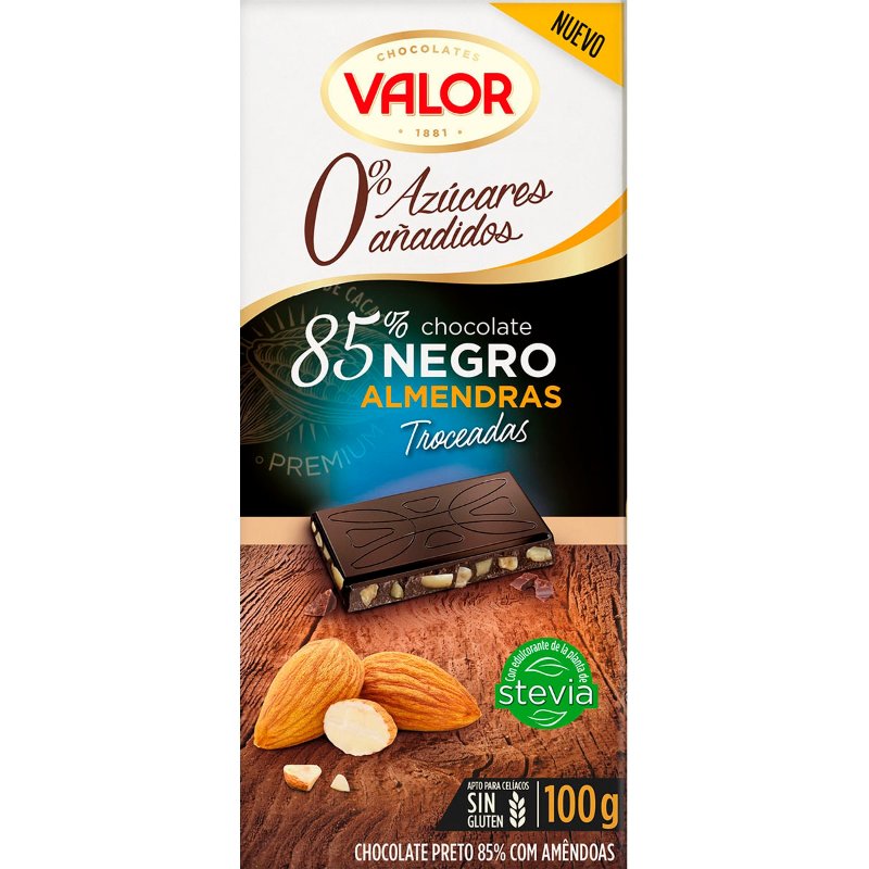 Chocolate Amendoas Sem Açúcar 85% Cacau 100 g
