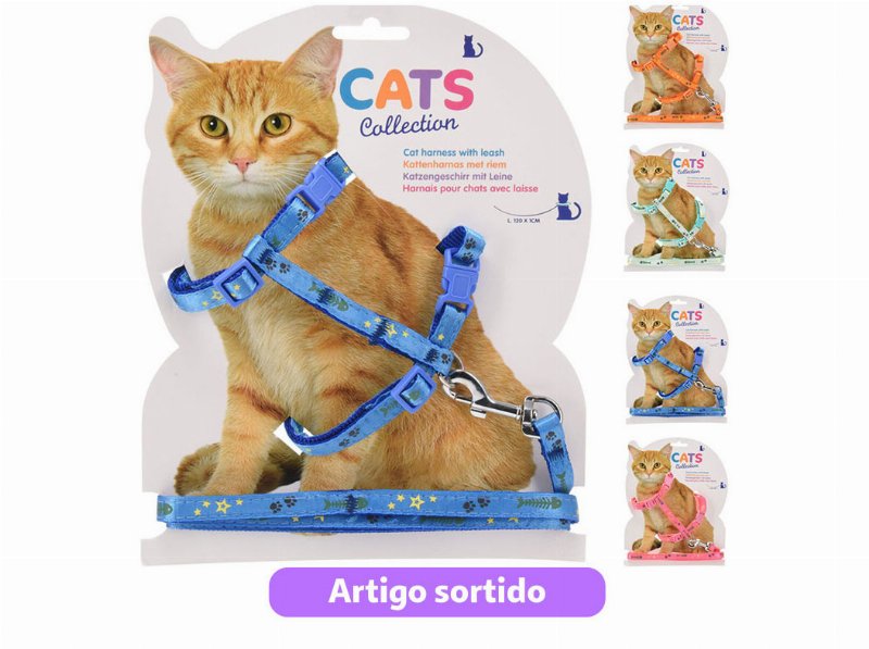 Arnês Para Gato Cats Collection Com Trela 120Cm Cores Sortidas