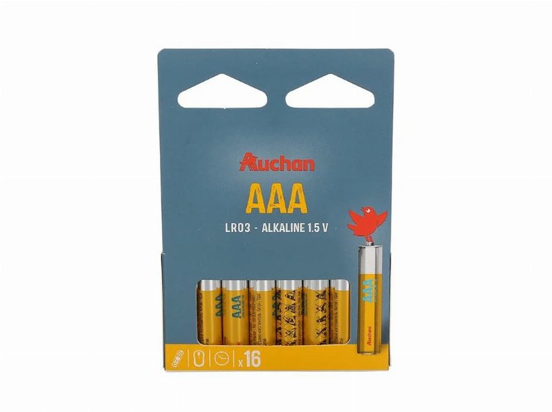 Pack 16 Pilhas Alcalina Auchan Standard Aaa Lr03