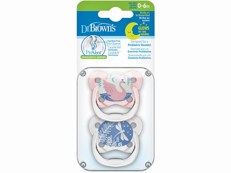 Chupeta Dr. Brown's Prevent Noite Rosa 0-6M 2Un