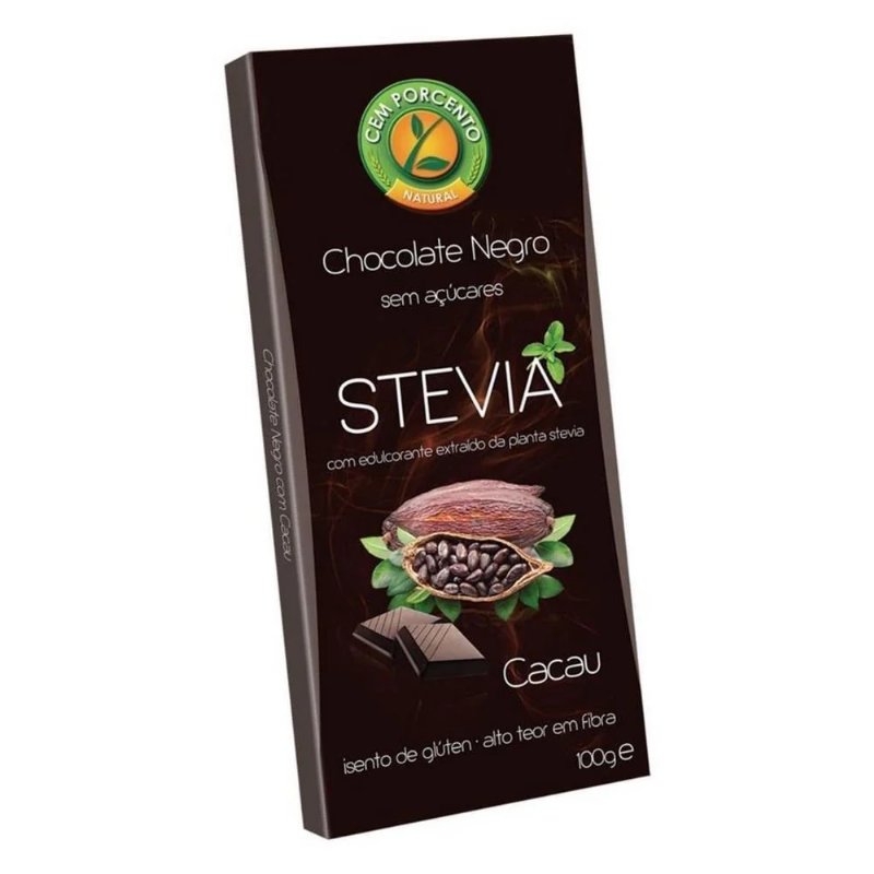 Chocolate Negro 60% Com Stevia Cem Porcento 100 g