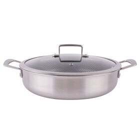 Caçarola Baixa Antiaderente 28Cm Asas E Tampa Multilayer Kasa