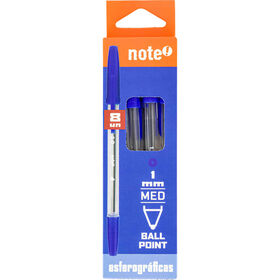 Conjunto 8 Esferográficas Ball Point Azul Note!