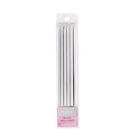 Velas Altas 16Cm Prateadas Kasa