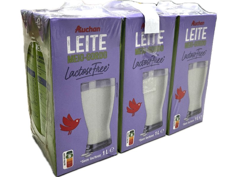 Leite Uht Meio Gordo Auchan Sem Lactose 6X1 l