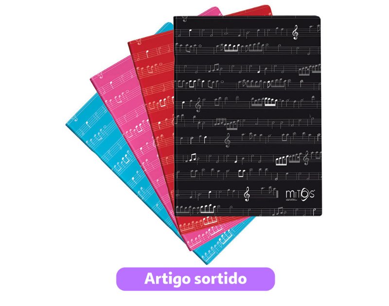 Caderno Agrafado Mitos Musica A4 60 g 20 Folhas Cores Sortidas