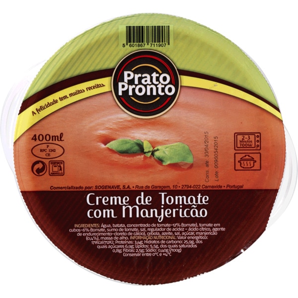 Creme De Tomate Com Manjericão 400 ml