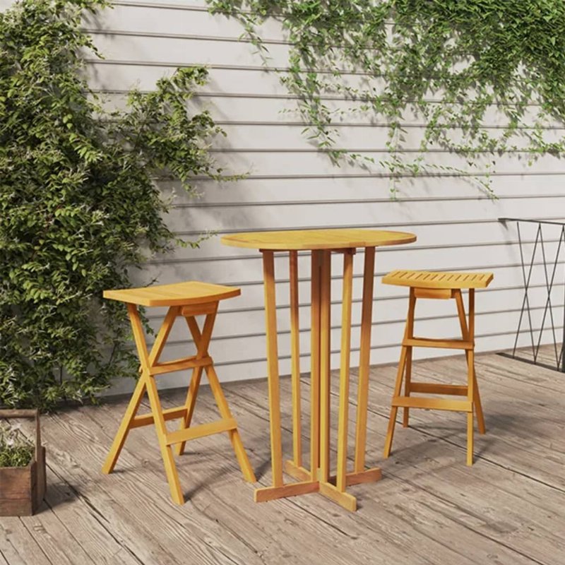 Hkh Mesa De Bar Dobrável 90X65X105 Cm Madeira De Teca Maciça - Marrom