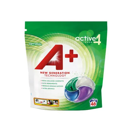 Detergente Máquina Roupa Cápsulas Active 4 Optimal A+ 46Dos
