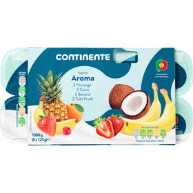 Iogurte Aroma Morango, Coco, Banana E Tutti Frutti Continente 1000 gr (8 Un)