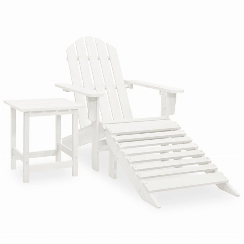 Hkh Cadeira De Jardim Adirondack C/ Otomano E Mesa Abeto - Branco