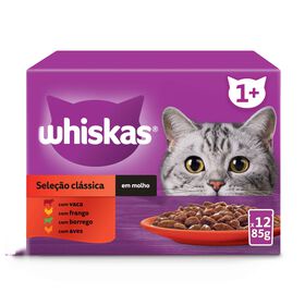Comida Húmida Para Gato Adulto Carne Whiskas 12 X 85 g