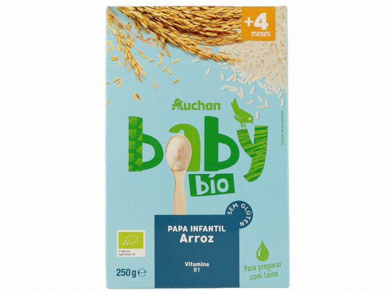 Papa Infantil Auchan Baby Bio Não Láctea Arroz Sem Glutén 250 g