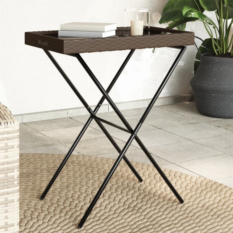 Hkh Mesa Bandeja Dobrável 65X40X75 Cm Vime Pe Castanho - Marrom