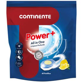 Detergente Máquina Loiça Pastilhas Power+ All In One Continente 40 Un