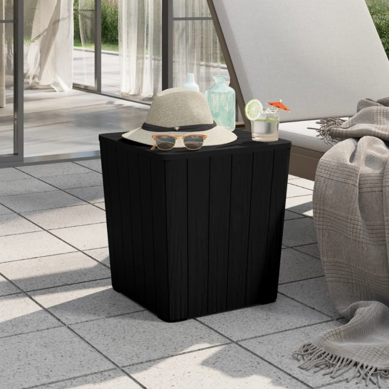 Hkh Mesa De Jardim Com Tampa Removível Polipropileno - Preto