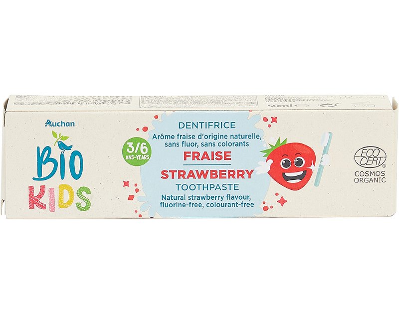 Pasta Dentífrica Auchan Bio Kids Morango 50 ml