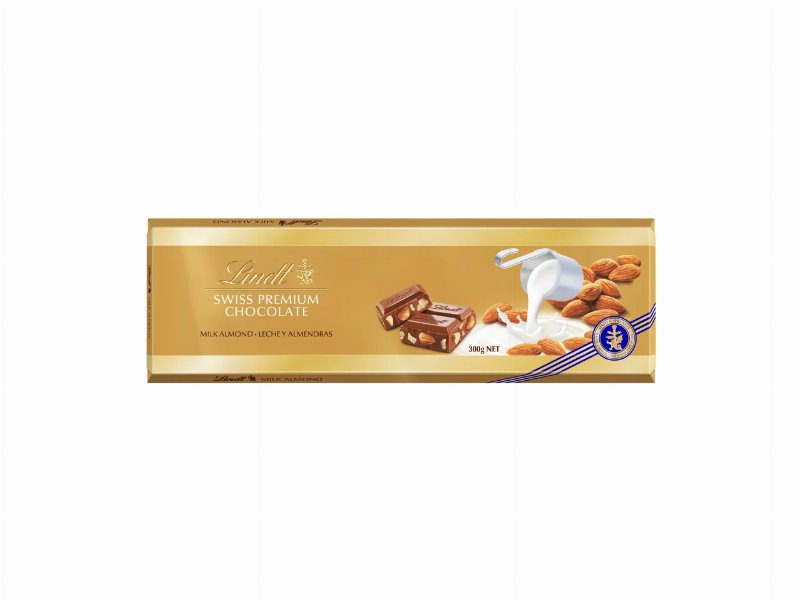 Tablete Chocolate Lindt Leite E Amêndoas 300 g