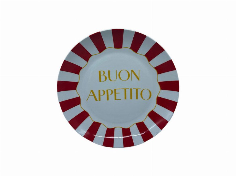 Prato Raso Actuel Porcela Risca Rosa 26.5Cm