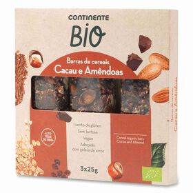 Barra Amêndoa, Cacau E Frutas Sem Glúten Continente Bio 75 gr (3 Un)