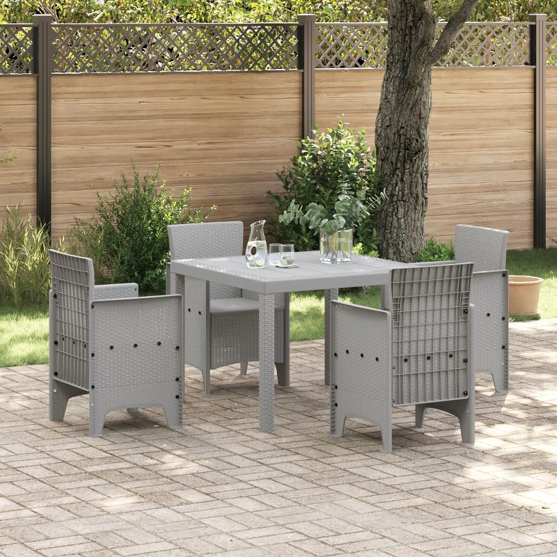 Hkh Mesa De Jardim Cinza-Claro 100X100X73 Cm Em Rattan Sintético - Cinzento-Claro