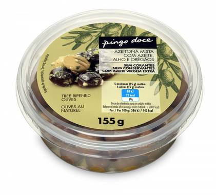 Azeitonas Mistas Azeite Alho E Oregãos Pingo Doce 0.15Kg
