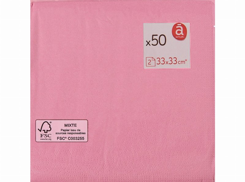 Guardanapos Folha Dupla Actuel Rosa 33X33Cm 50 Unidades