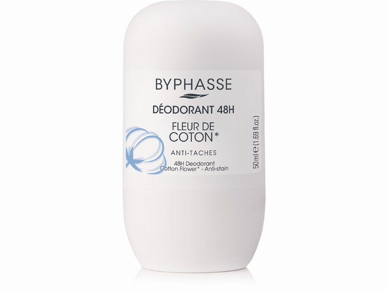 Desodorizante Byphasse 48H Roll-On Flor Algodão 50 ml