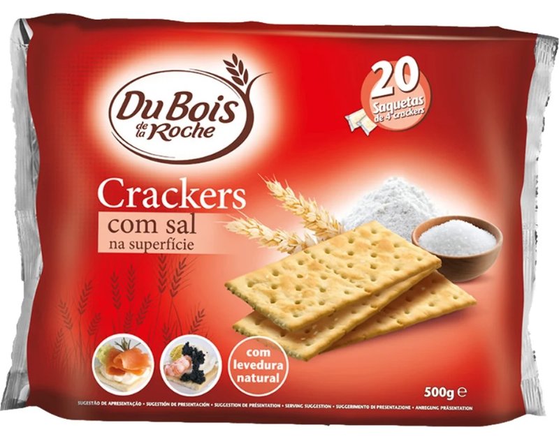 Bolacha Du Bois De La Roche Crackers Com Sal Na Superfície 500 g