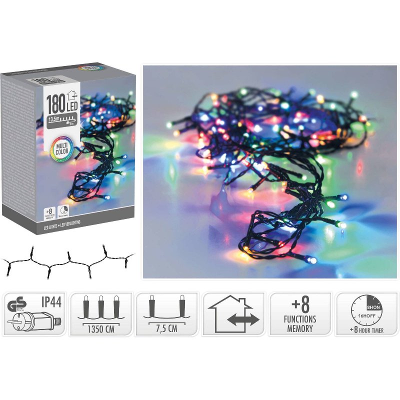 Conjunto 180 Luzes Led Coloridas 8 Funções