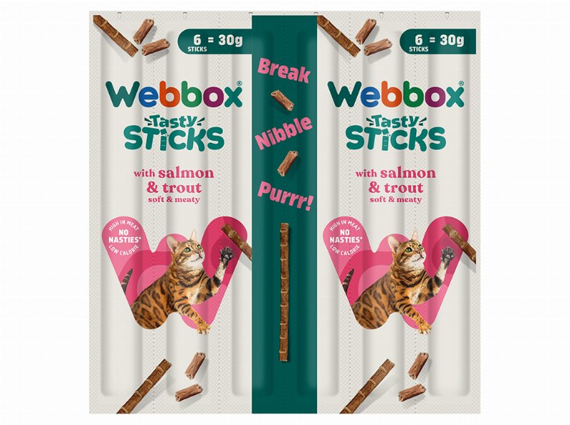 Snacks Gato Webbox Sticks Salmão / Truta 6 Unidades