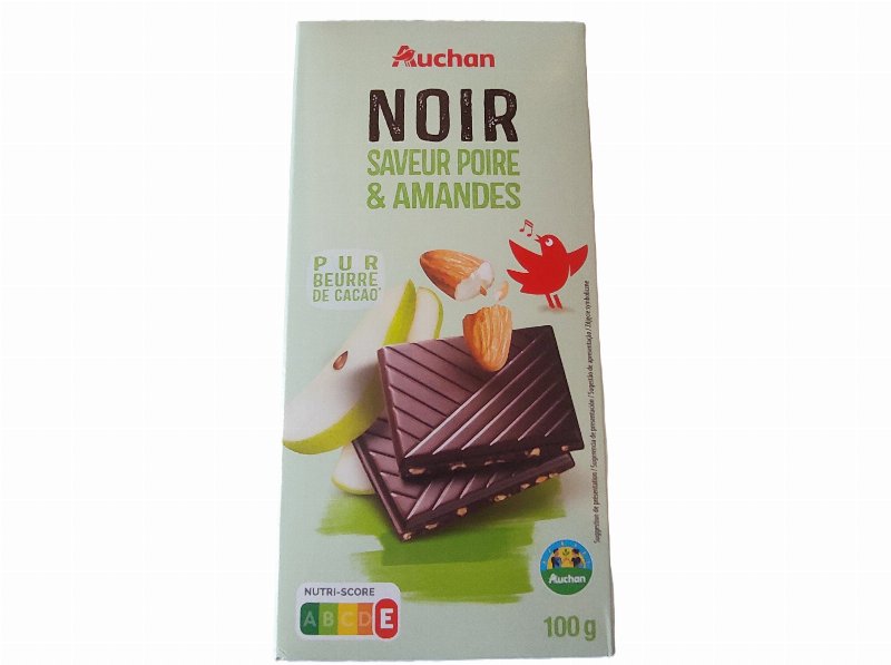 Chocolate Negro Auchan Coultivamos O Bom Com Pêra E Pedaços De Amêndoas 100 g