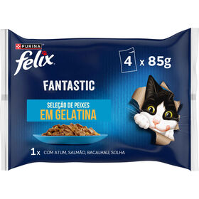 Comida Húmida Para Gato Fantastic Seleção Peixes Em Gelatina Purina Felix 4 X 85 g
