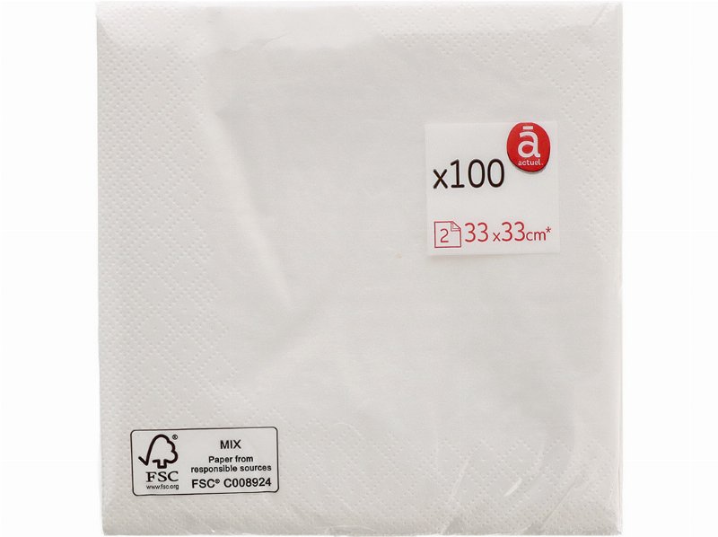 Guardanapos Actuel Folha Dupla 100 Unidades 33X33Cm