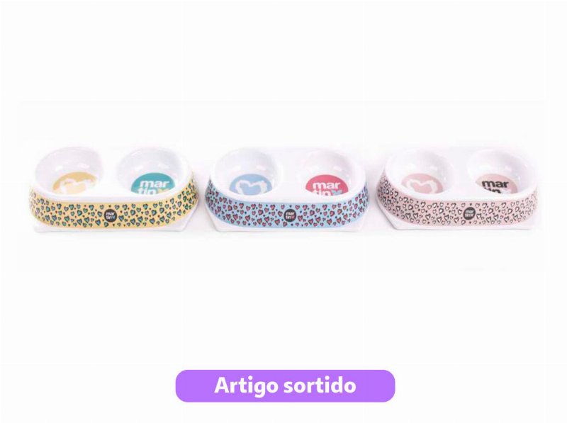 Comedouro Gato Héry Duplo 2X180 ml Artigo Sortido
