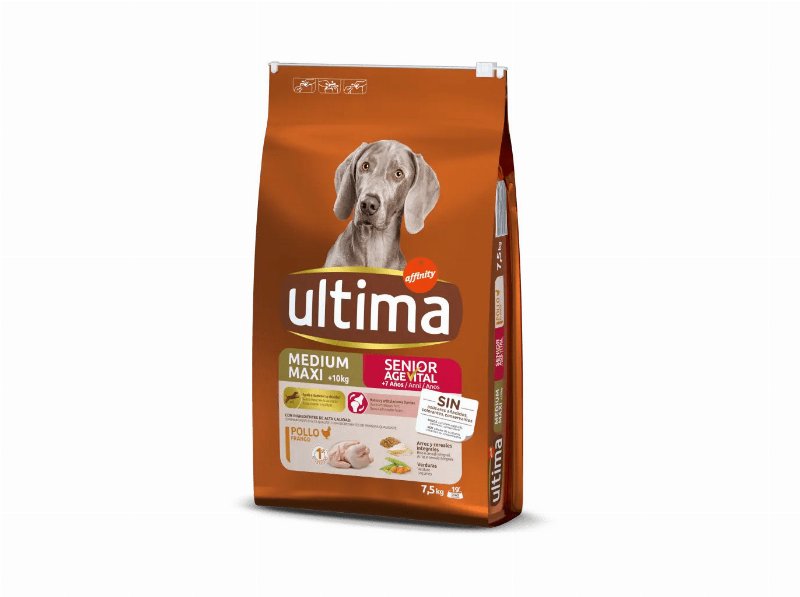 Ração Para Cão Ultima Médio E Maxi Sénior Com Frango 7.5 kg