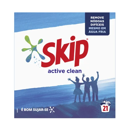 Detergente Máquina Roupa Em Pó Active Clean Skip 21Dos